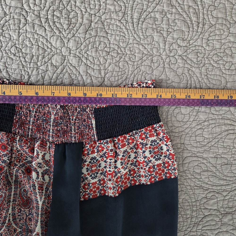 Women's Small 2 Piece Set‎ S/M Top & Pants Sheer Chiffon Smocked Swim Navy Red - Picture 9 of 10